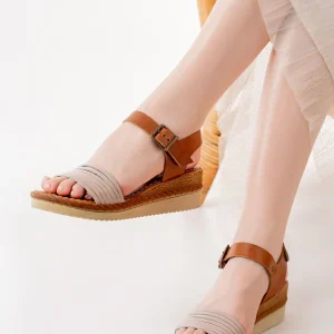 731-07Sandales femme orthopédiques en cuir véritable à semelle compensée