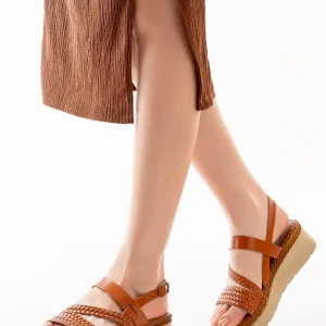 730-152 Sandales compensées orthopédiques femme en cuir véritable