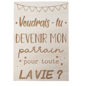 Ma fabrique perso – Carte en bois  » demande parrain »