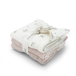 BABYSHOWER – Set de 3 mini serviettes roseberry