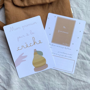 Papier Poetic – Duo de cartes souvenirs «  Mon premier/dernier jour a la creche » citron