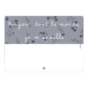Papier Poetic – Carte « Bonjour tout le monde, je m’appelle … » fleurs