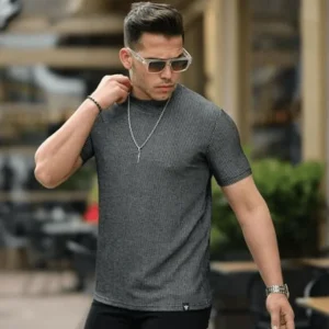 t‑shirt homme texturé rayé fit