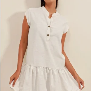 2425 Robe mini en lin et viscose pour femme