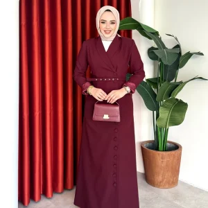 Robe femme longue boutonnée avec ceinture Irmak