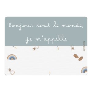Papier Poetic – Carte « Bonjour tout le monde, je m’appelle … » arc en ciel