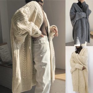 Gilet cardigans tricotés à grosses mailles pour femme