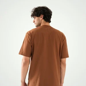 T-shirt pour homme à manches courtes de couleur marron foncé - TSH24SPRR20150TM1