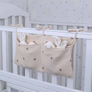 Sac de rangement pour lit de bébé en gaze de coton à motifs