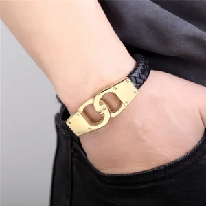 Bracelet menotte cuir