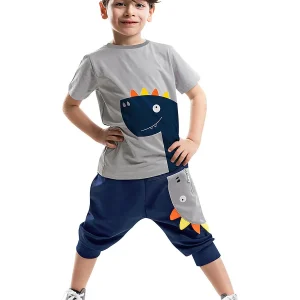 Ensemble 2 pièces garçon – Capri à poches appliquées et T-shirt imprimé