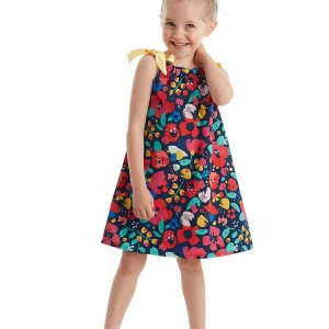 Robe Fille Élégante en Coton Fleuri avec Bretelles Satinées