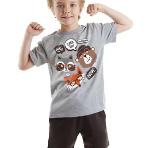 Ensemble 2 pièces garçon – T-shirt imprimé animaux et short à poches