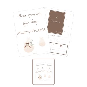 Papier Poetic – Duo de cartes souvenirs « Mon premier/dernier jour chez nounou » doudou