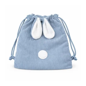 Sac pochon lapin velours bleu