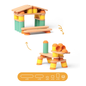 OPPI – Jeu de construction éducatif en bois Stix 60 pcs