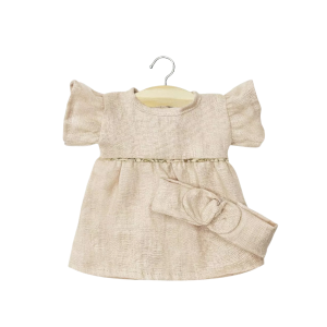 Minikane – Robe daisy + headband en lin nude