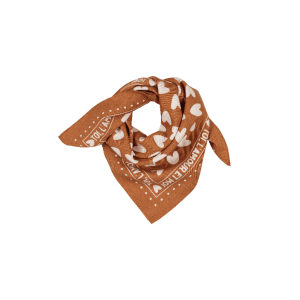 Atelier wagram – Foulard 55 cm marron cœur blanc