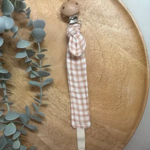 Tête de lylotte – Attache tétine Vichy