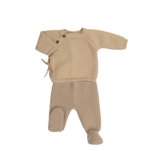 3KG7 – Ensemble en maille caramel 0/1 mois