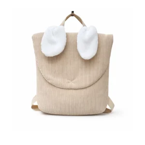 Sac à dos lapin velours beige