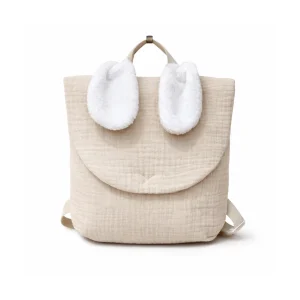 Sac à dos lapin gaze de coton beige