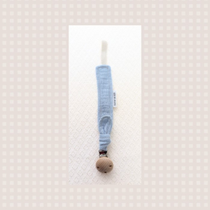 Tête de lylotte – Attache tétine bleu layette