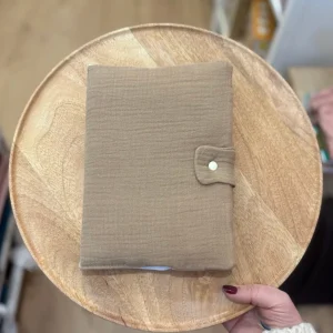 Protège carnet de santé gaze de coton Marron