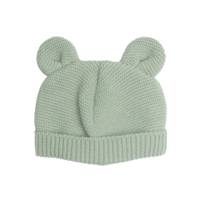 3KG7 – Bonnet de naissance en maille vert sauge