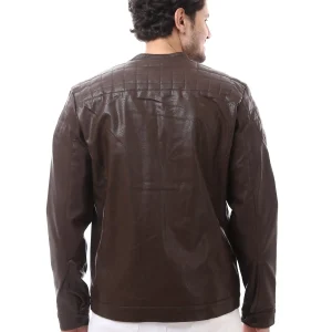 Veste homme en cuir avec fermeture zippée au design moderne - JAC24WLET28387TS1