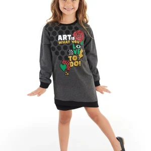 Robe Fille Hiver Art Love en Coton avec Imprimé Pailleté