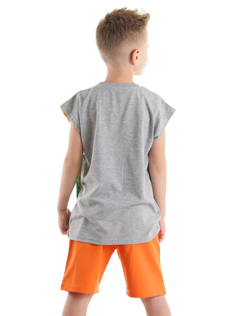 Ensemble 2 pièces garçon – T-shirt imprimé dinosaure et short à poches – Image 3