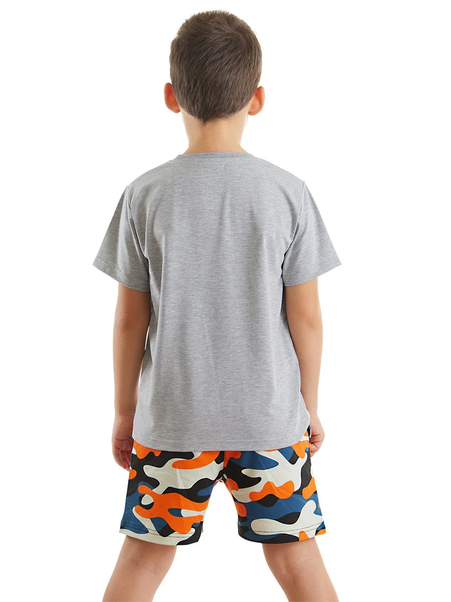 Ensemble 2 pièces garçon – T-shirt imprimé avion et short camouflage – Image 3
