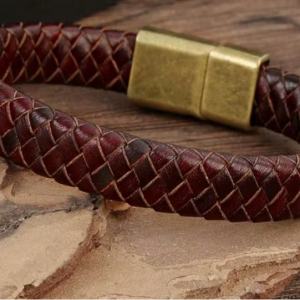 Bracelet homme acier cuir