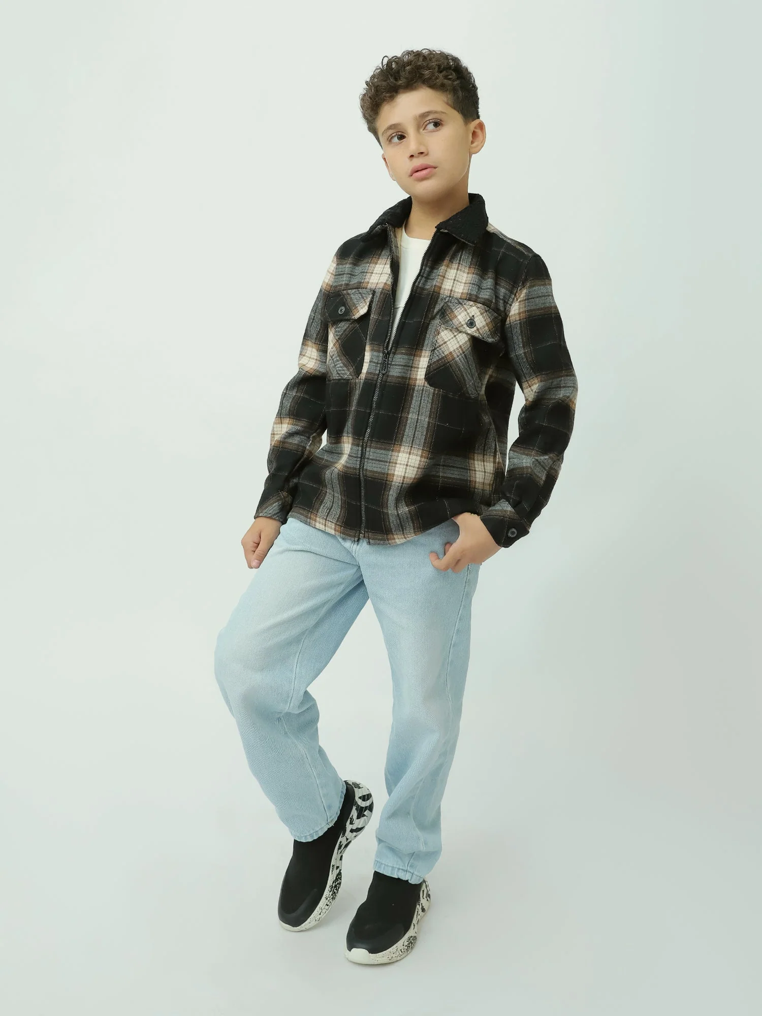 Chemise à carreaux pour enfants – Design moderne et chaud - OSH23ACCR19844TB1 – Image 3