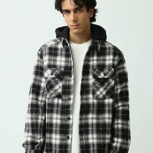 Veste Chemise à Carreaux Homme avec Capuche - Moderne et Confortable - OSH25WCCD19125TM1