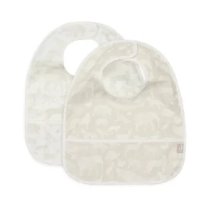Jollein – Lot de 2 bavoirs imperméables animals nougat