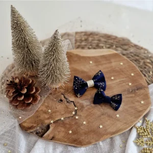 Les noeuds de maman – Grand noeud bleu flocon or