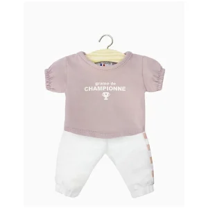 Minikane – Ensemble T-shirt Lilou “GRAINE DE CHAMPIONNE” et pantalon Katherine en gabardine blanc