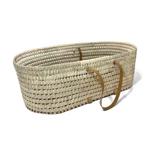 Babyshower – Couffin en osier XL avec poignées en cuir