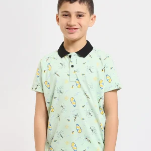 Polo enfant style estival couleur vert clair - POS24SAMR31294TB1