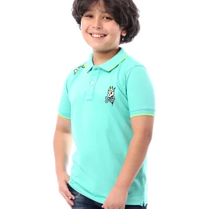 Polo pour garçon de couleur turquoise - POS24SPPR31279TB1