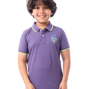 Polo pour garçon décoré en couleur lavande - POS24SPPR31280TB1