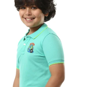 Polo pour garçon brodé au design moderne - POS24SPPR31285TB1