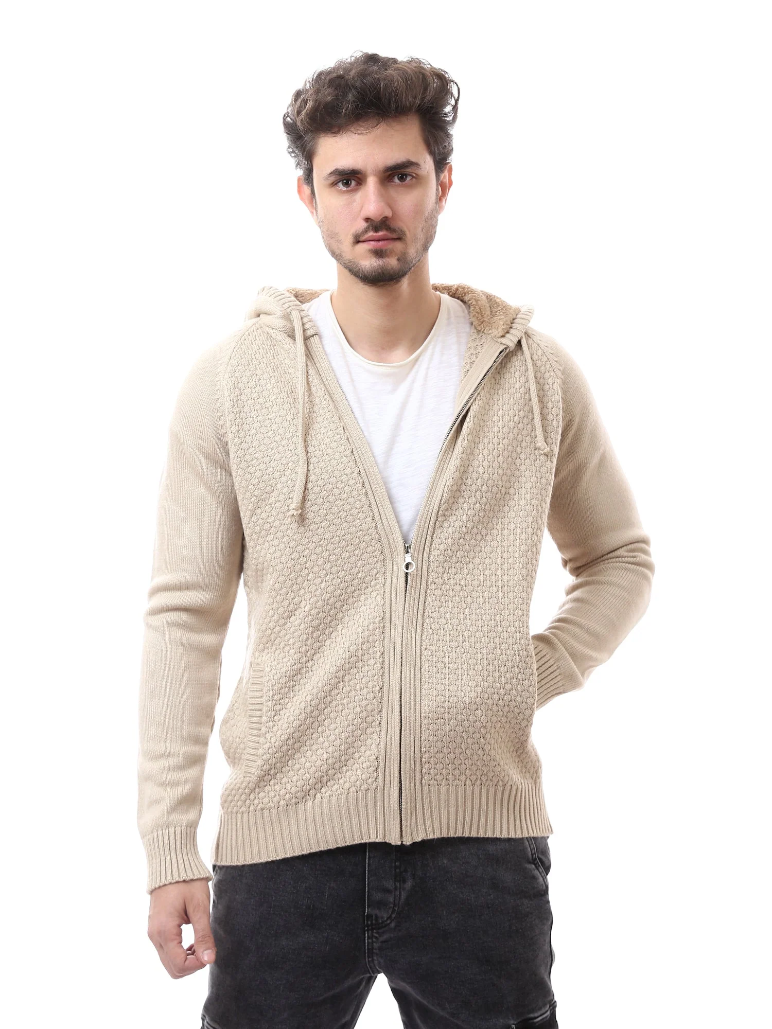 Pull homme zippé à capuche au design moderne - PUL24WPPZ27623TM1 – Image 5