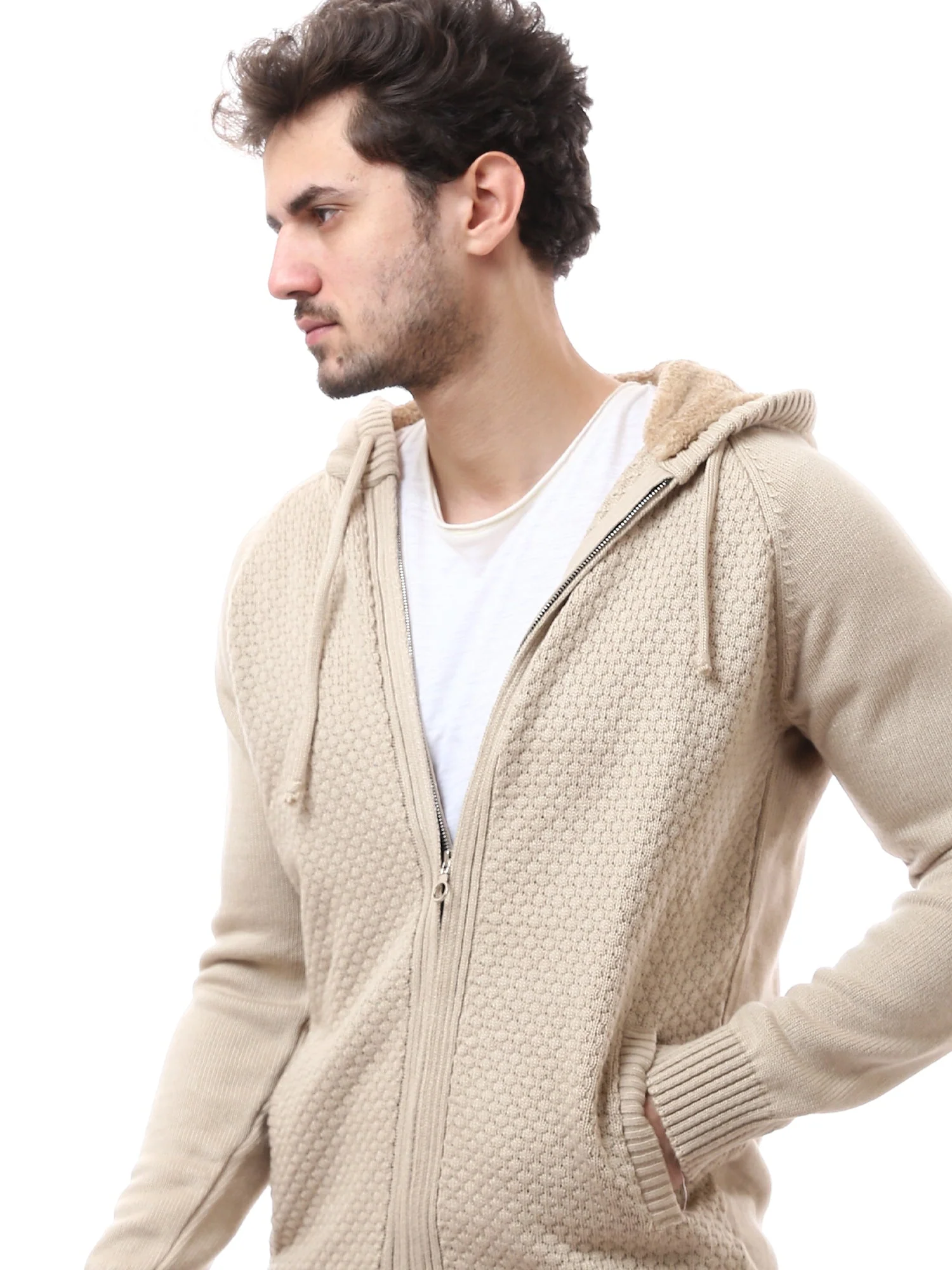 Pull homme zippé à capuche au design moderne - PUL24WPPZ27623TM1 – Image 4