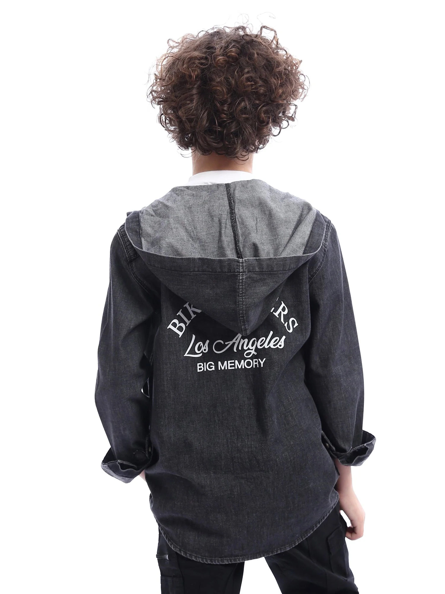 Chemise en jean pour garçon avec capuche et impression élégante - SHI24SMDH31142TB1 – Image 3