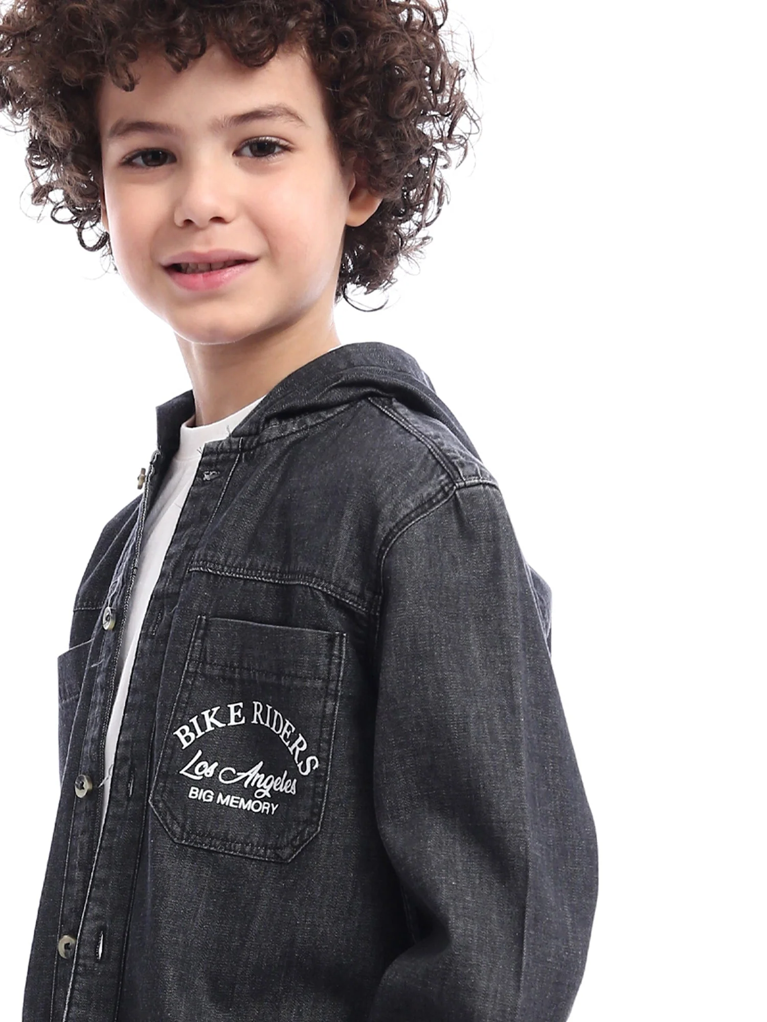 Chemise en jean pour garçon avec capuche et impression élégante - SHI24SMDH31142TB1 – Image 4