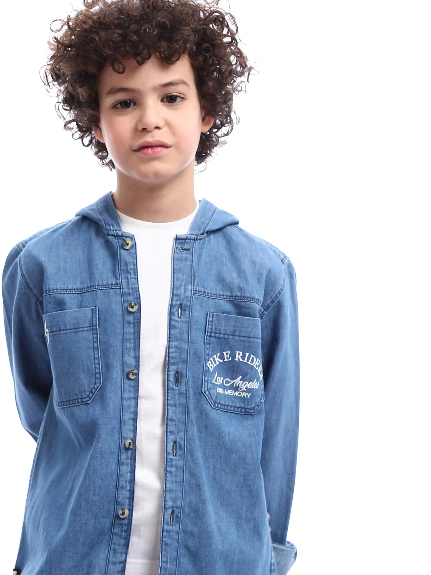 Chemise en jean pour garçon avec capuche et impression élégante - SHI24SMDH31142TB1 – Image 6