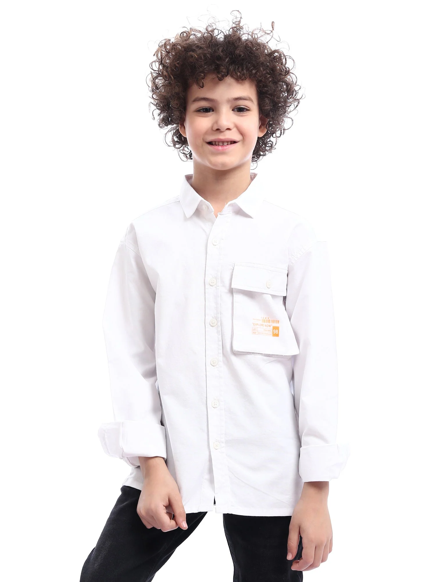 Chemise pour garçon blanche avec des boutons et une poche - SHI24SPOR31139TB1 – Image 2